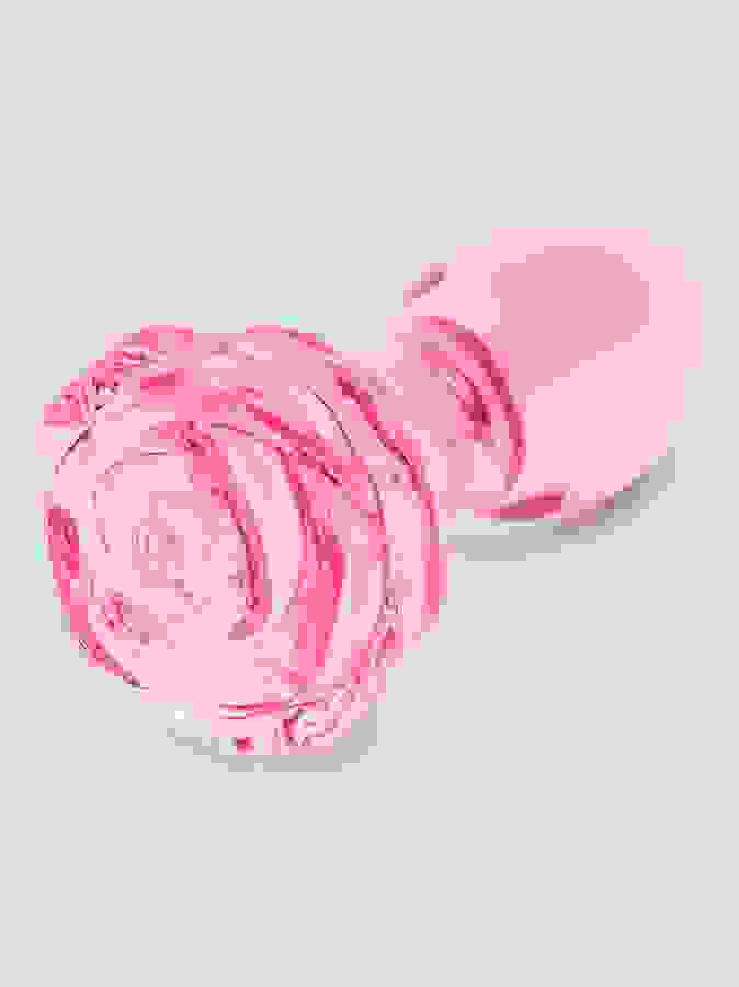 Lovehoney Full Bloom Large Rose Glass Butt Plug 4 Inch, Pink, hi-res
